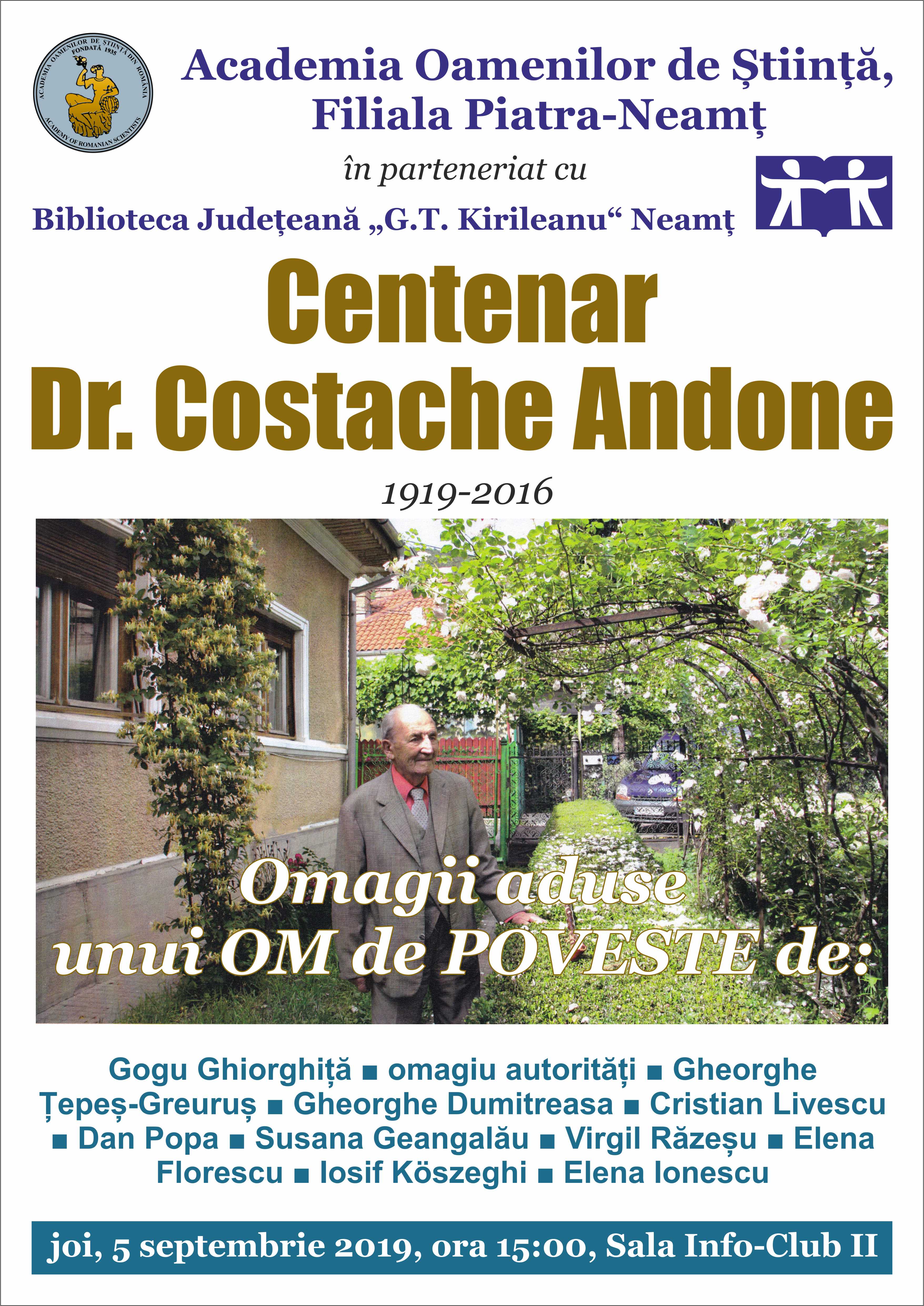 Afis centenar dr.Andone, AOSR