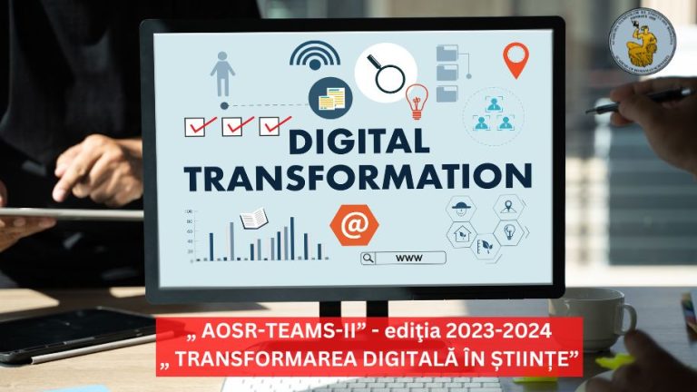 Competiţia de proiecte de cercetare a Academiei Oamenilor de Știinţă din România destinată tinerilor cercetători „AOSR-TEAMS-II” EDIȚIA 2023-2024 – „Transformarea digitală în ştiinţe”