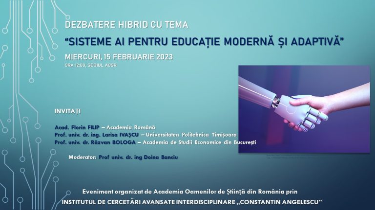 “Sisteme AI pentru educație modernă și adaptivă” – simpozion AOSR, organizat cu ocazia Zilei Naţionale a Lecturii