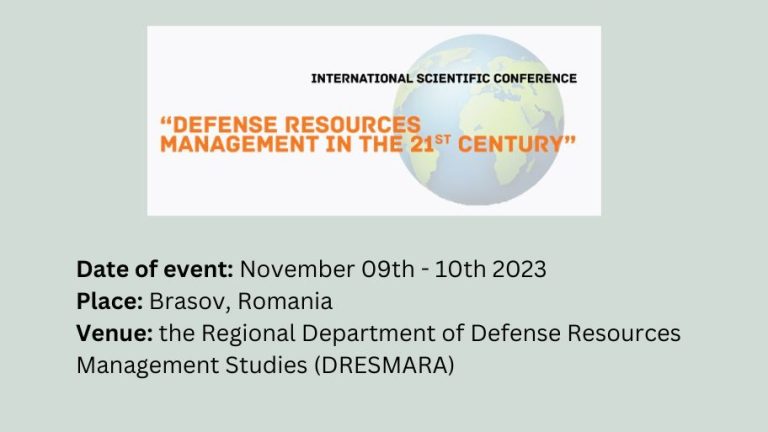 Scientific International Conference – Defense Resources Management in the 21st Century, 9-10 Nov.2023