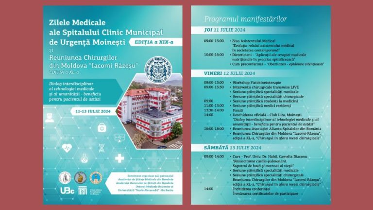 Medical Days of the Emergency Municipal Clinical Hospital of Moinești, ed. a XIX-a și Reuniunea Chirurgilor din Moldova „Iacomi Răzeșu”, ed. a XL-a