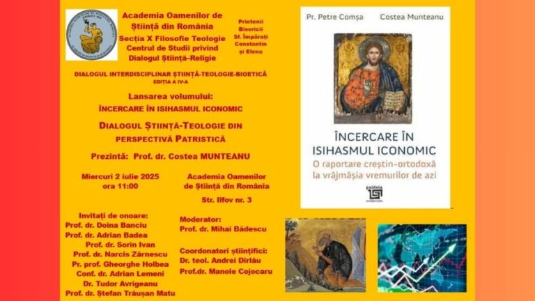 Lansarea volumului Încercare în isihasmul iconomic