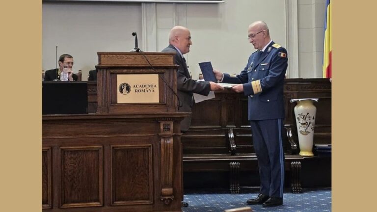 Generalul de brigadă (r) cercetător științific I dr. ing. Ștefan Cantaragiu, membru al AOSR, premiat de Academia Română