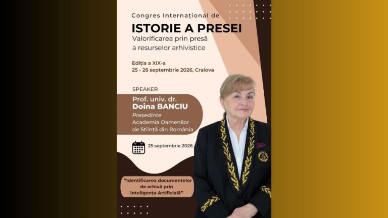 Prof.univ.dr. Doina Banciu, Președinte AOSR, participă la Congresul Internațional de Istorie a Presei